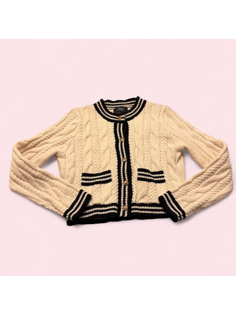 Cider Academia Chic White long sleeve  sweater